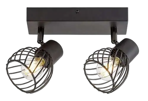 RABALUX Aberama, plafonska lampa, crna plasticna lampa, E14 2x10W, IP20