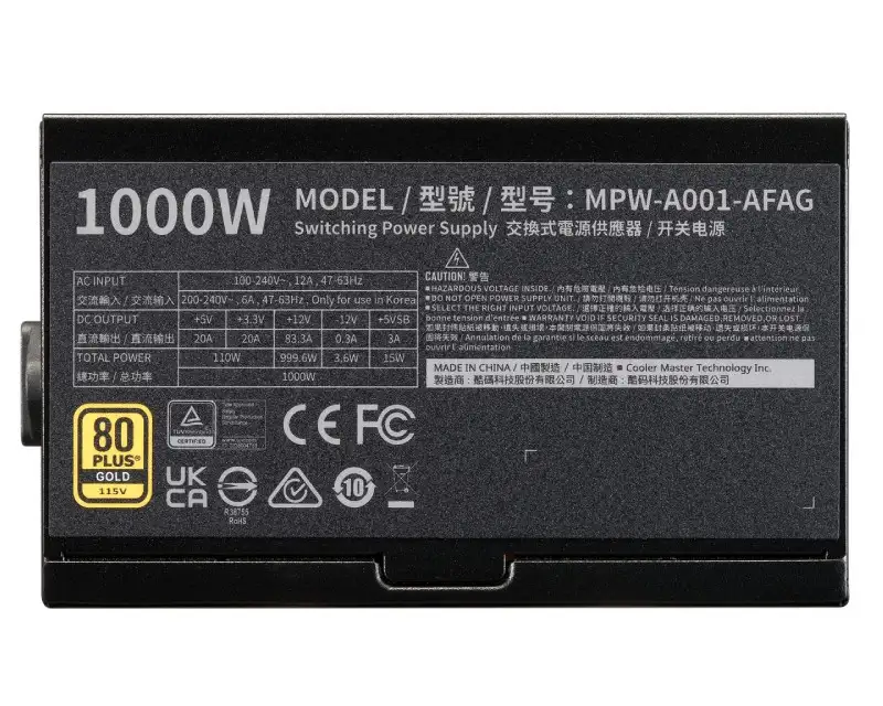 COOLER MASTER Elite Gold 1000W (MPW-A001-AFAG-BEU) 5Y