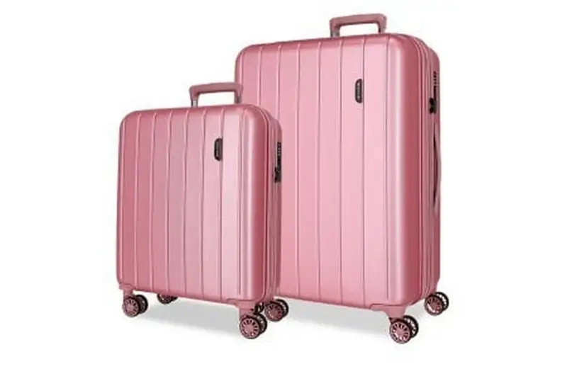MOVOM WOOD ABS Set kofera 2 / 1 sa 4 dupla tockica sa mogucnoscu prosirenja roze