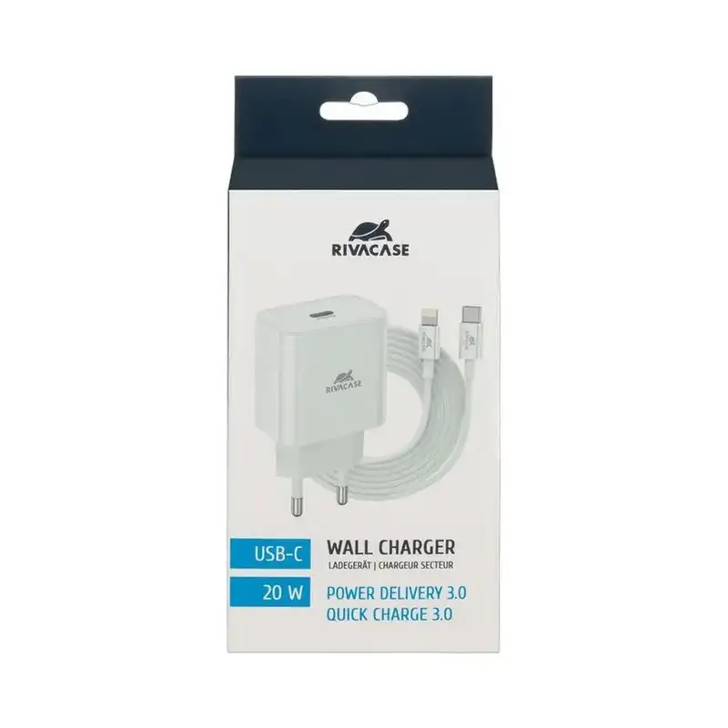 RIVACASE PS4101 WD5, 20W, USB-C / Lightning cable, White