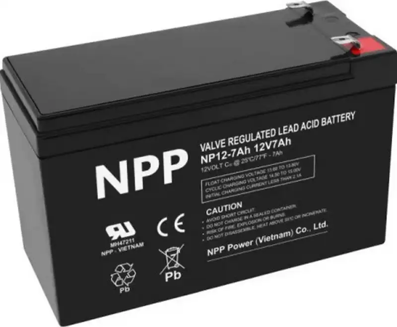NPP NP12V-7Ah, AGM BATTERY, 151x65x94x100, 1,97KG, BLACK