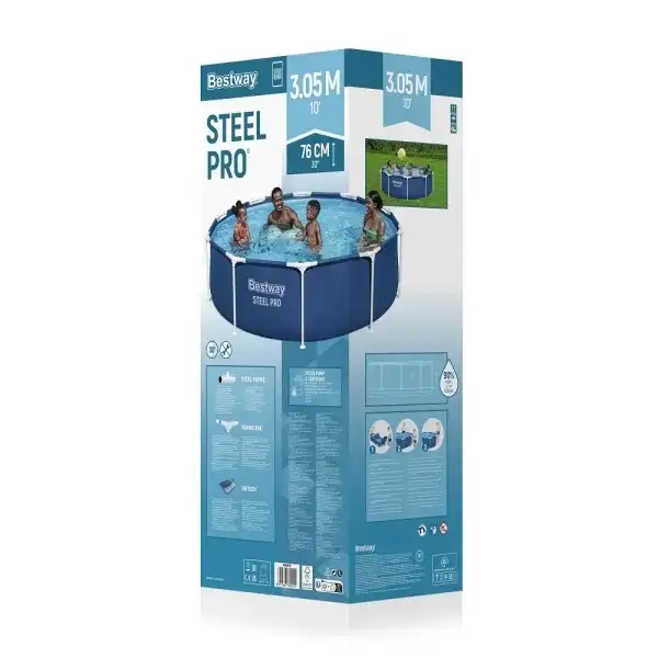 BESTWAY Steel Pro Frame Pool sa metalnim ramom 305×76 cm set sa pumpom