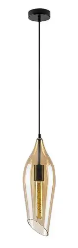 RABALUX Bellini, visilica metal crna/staklo amber, 1xE27, tekstilni kabal, visina 100cm
