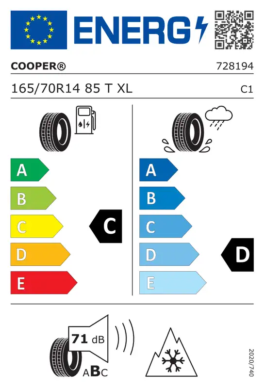 COOPER 165/70R14 85T COOPER ALL SEASON XL