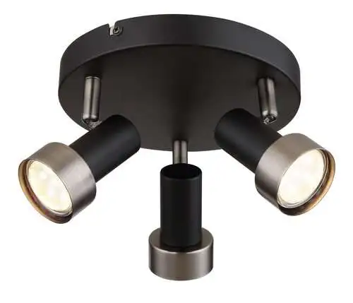RABALUX Konrad, plafonska lampa, mat crna sa srebrnom metalnom abažurom, GU10 3x50W IP20