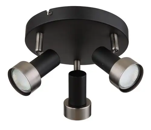 RABALUX Konrad, plafonska lampa, mat crna sa srebrnom metalnom abažurom, GU10 3x50W IP20