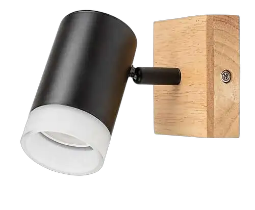 RABALUX Toras, drvena zidna lampa sa metalnim crnim abažurom, GU10 1x5W IP20