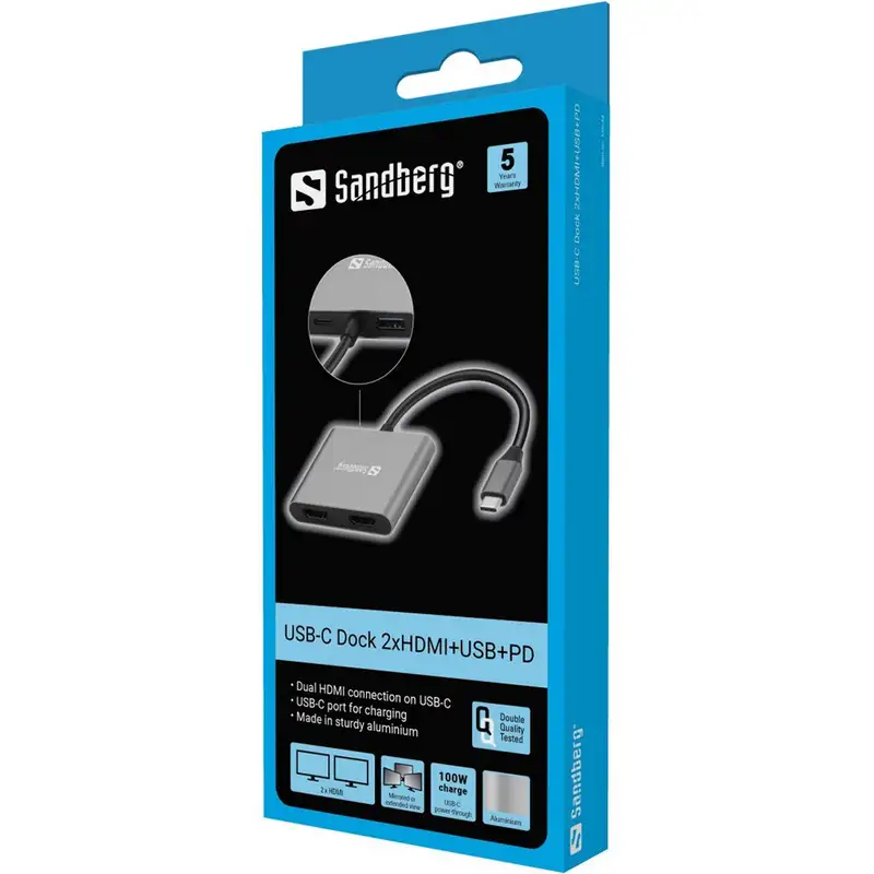 Sandberg Docking station USB-C Dock 2xHDMI+USB+PD (136-44)