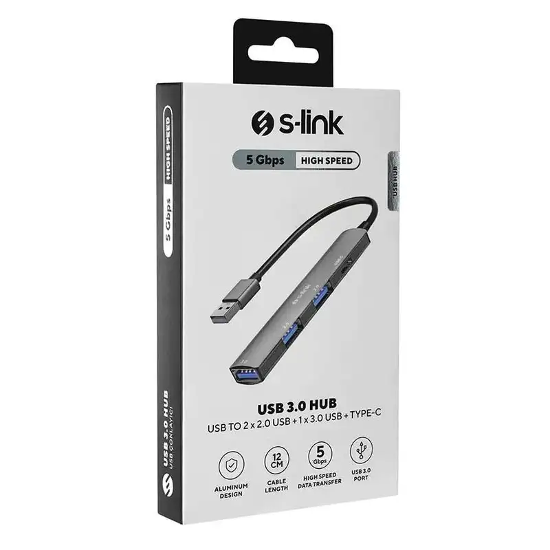 S-LINK SW-U322 4u1, Metal, USB-A na 2x USB 2.0 1x USB 3.0, Tip-C