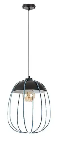 RABALUX Svens, visilica 1xE27, metal crna/plava sa tekstil kablom