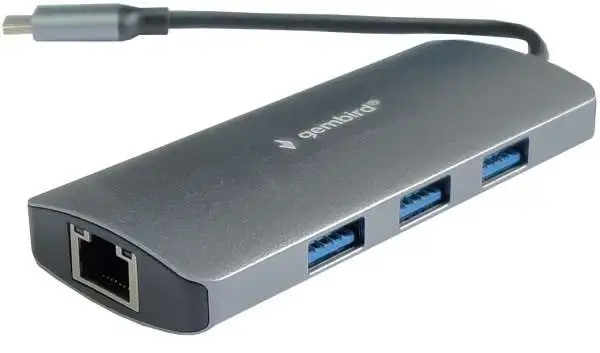 GEMBIRD A-CMU3-LAN-05 TYPE C TO RJ45 gigabit + 3xUSB3.1 hub ALUMINIUM