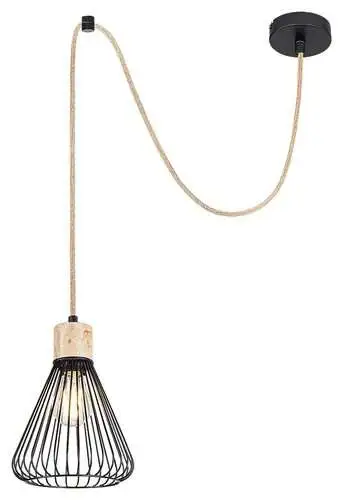 RABALUX Farfalle, unutrašnja visilica, crna metal/drvo