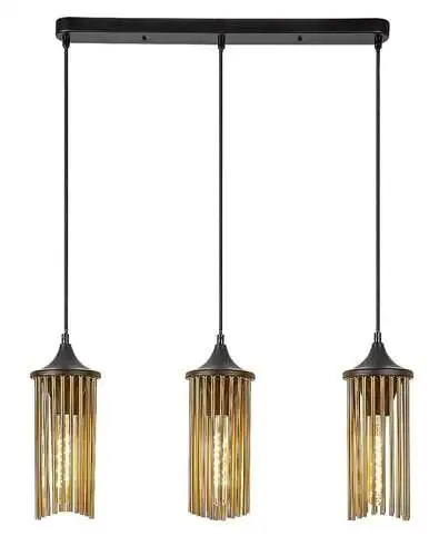 RABALUX Roxas, visilica 3xE27, metal crna/bakar sa tekstil kablom