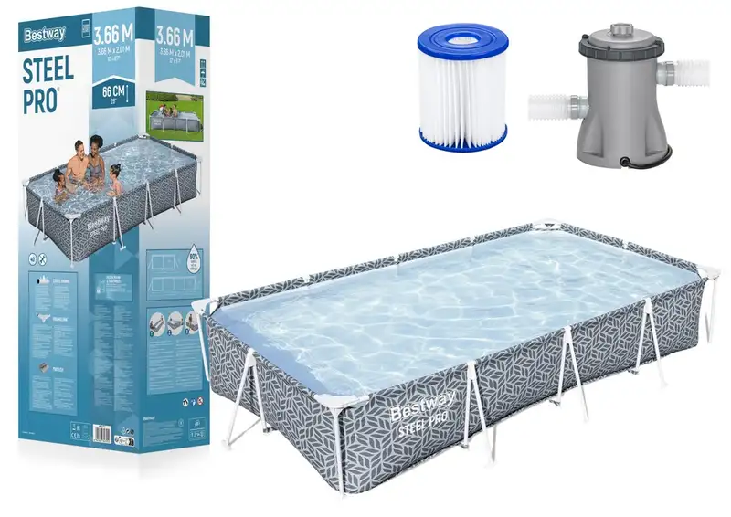 BESTWAY Steel Pro bazen sa metalnim ramom 366×201×66 cm set sa filter pumpom