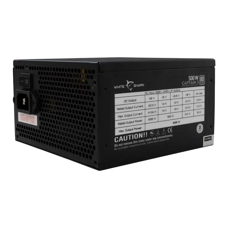 WHITE SHARK GPSU W500F CAPTAIN - 3, 500W 80 + RGB, PC Power