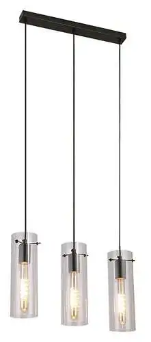 RABALUX Acantha, visilica 3xE27, crna metal/staklo