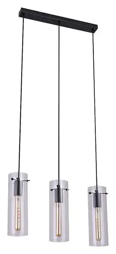 RABALUX Acantha, visilica 3xE27, crna metal/staklo