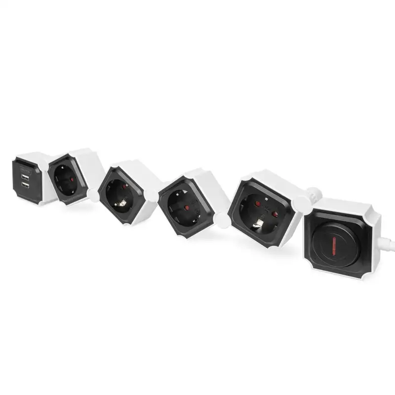 DIGITUS Fleksibilni produzni kabl sa 4uticnice + 2 USB bel