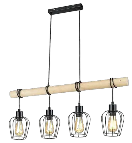 RABALUX Fabian, unutrašnja metal-drvena Visilica lampa, 4xE27