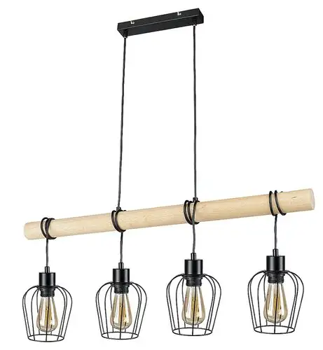 RABALUX Fabian, unutrašnja metal-drvena Visilica lampa, 4xE27