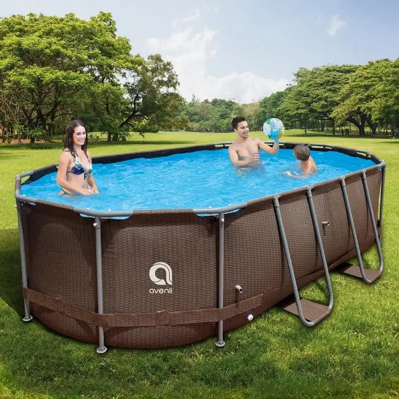 AVENLI Jilong Frame Oval Pool Set Rattan 12024EU 427*275*100cm