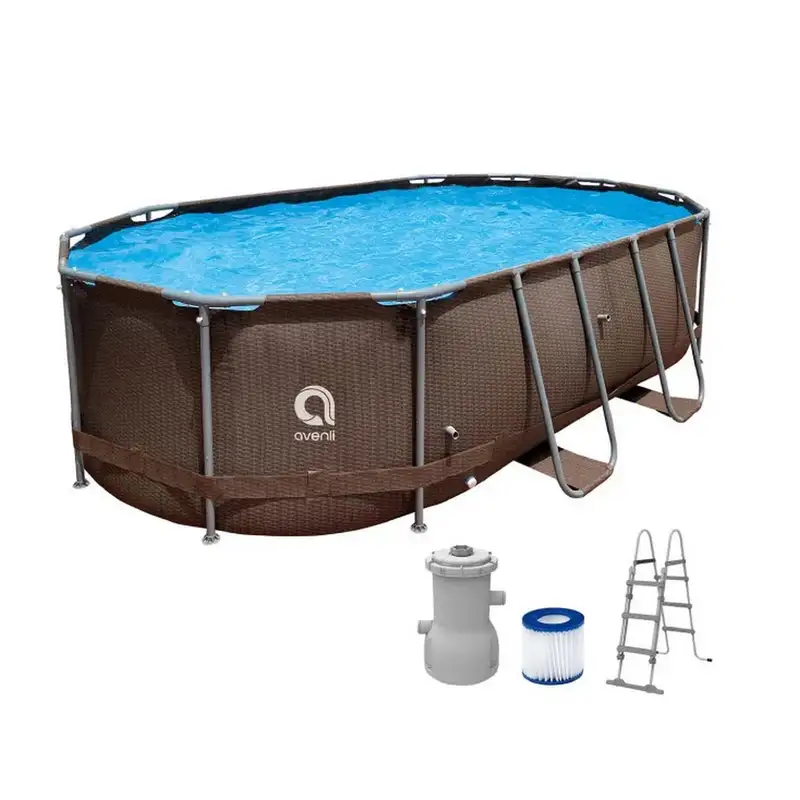 AVENLI Jilong Frame Oval Pool Set Rattan 12024EU 427*275*100cm