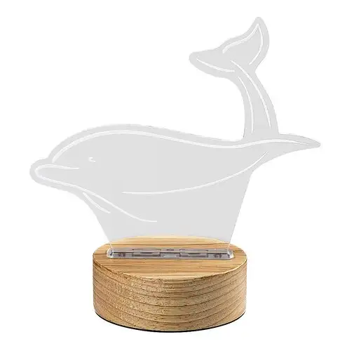 RABALUX Akali, stona lampa delfin, drvena lampa sa providnom akrilnom abažurom, dužina kabla: 140cm IP20