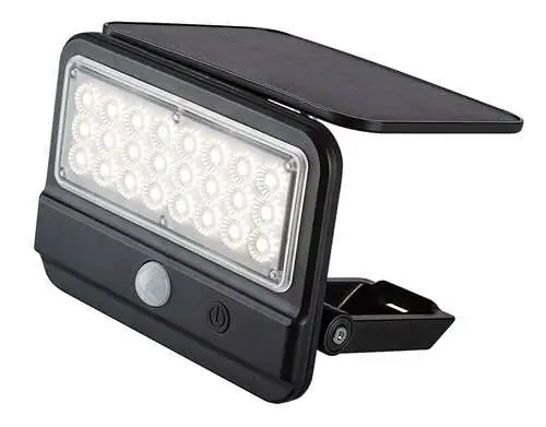 RABALUX Flaxton, solarna zidna sa senzorom crna, LED 7W, 700lm, 4000K