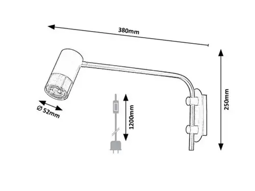 RABALUX Zircon, unutrašnja metal zidna lampa za citanje 1xGU10