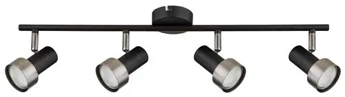 RABALUX Konrad, plafonska lampa, mat crna sa srebrnom metalnom abažurom, GU10 4x50W IP20