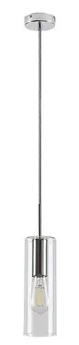 RABALUX Kalevi, visilica metal hrom/staklo 1xE27, visina 150cm, tekstilni kabal