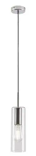 RABALUX Kalevi, visilica metal hrom/staklo 1xE27, visina 150cm, tekstilni kabal