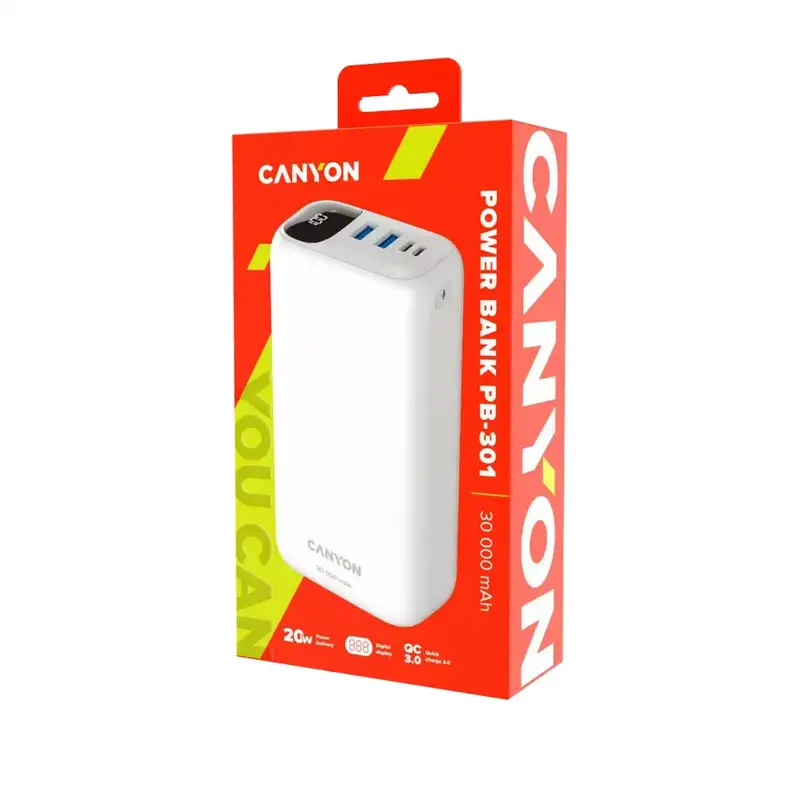 CANYON Power Bank 30000mAh 22.5W White CNE-CPB301W