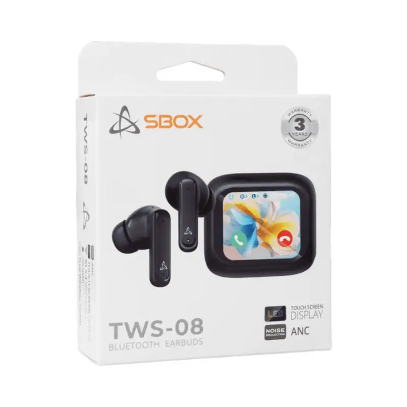 S-BOX EB TWS08 ANC Touch Display, Black