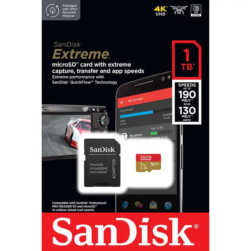 SANDISK SDXC 1TB Extreme micro 190MB/s UHS-I Class10 U3 V30 + ADAPTER