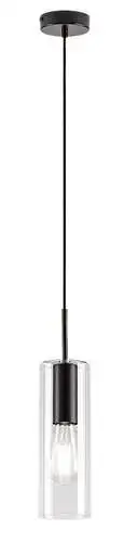 RABALUX Kalevi, visilica metal crna / staklo 1xE27, visina 150cm, tekstilni kabal
