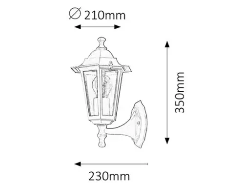 RABALUX Velence spoljna zidna lampa E27 60W crno IP43