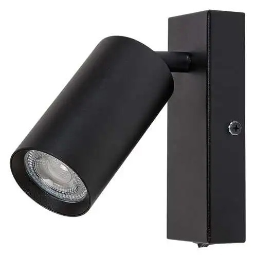 RABALUX Solo, zidna crna metal spot lamp, 1xGU10 sa prekidacem