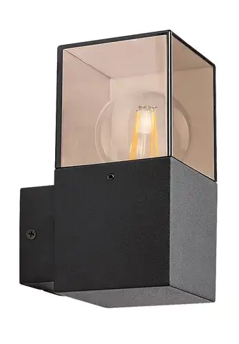 RABALUX Loanda, spoljna zidna E27, crna aluminium, dimljena maska plasticna, dimenzije 8x16cm, distance from the wall: 11cm,  IP54