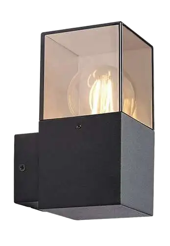 RABALUX Loanda, spoljna zidna E27, crna aluminium, dimljena maska plasticna, dimenzije 8x16cm, distance from the wall: 11cm,  IP54
