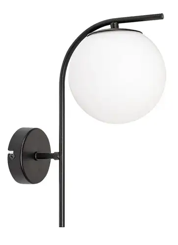 RABALUX Ghita, zidna lampa 1xE27, crna metal/belo staklo