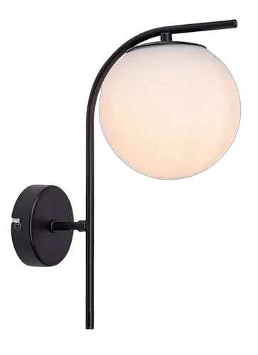 RABALUX Ghita, zidna lampa 1xE27, crna metal/belo staklo