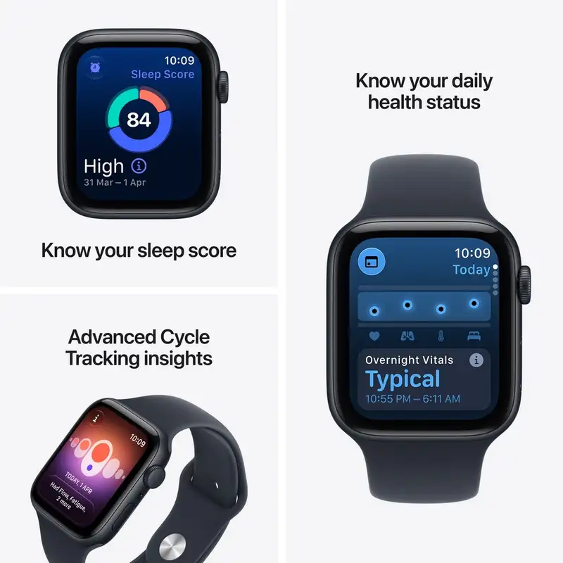 APPLE Watch SE3 v2 GPS 44mm Midnight Aluminium Case with Navy Blue Sport Band - M/L mjl94rk/a