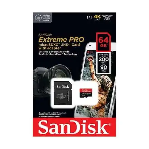 SANDISK SDXC 64GB Micro Extreme Pro 200MB/s A2 C10 V30 UHS-I US+Ad