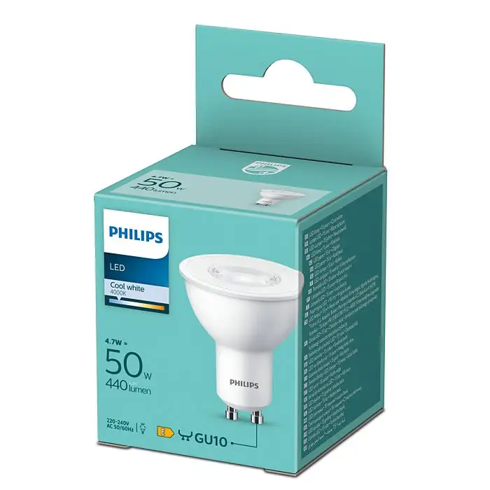 PHILIPS 4.7W(50W) GU10 CW 36D ND 1PF/6 DISC