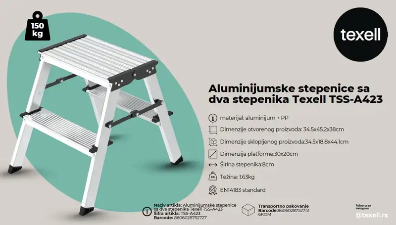 TEXELL Aluminijumske sa dva stepenika TSS-A423