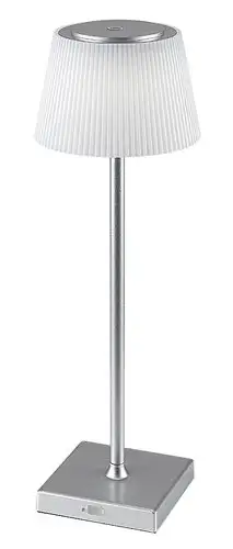 RABALUX Taena, stona lampa srebrna 4W 200lm-330lm, 3000-5000K, H38cm IP45
