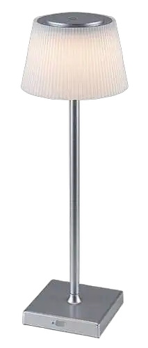 RABALUX Taena, stona lampa srebrna 4W 200lm-330lm, 3000-5000K, H38cm IP45