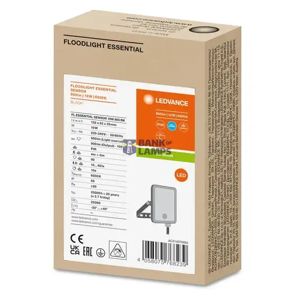 LEDVANCE Reflektor  Essential Sensor 10W 6500K crni