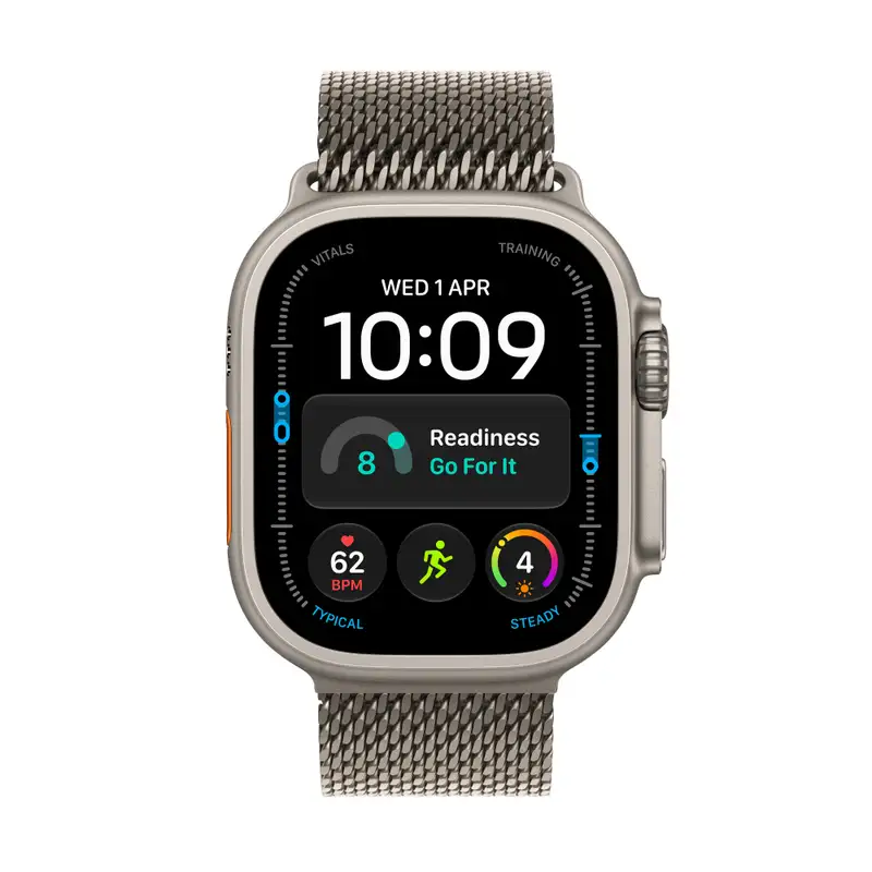 APPLE Watch Ultra 4 Cellular 49mm Natural Titanium Case with Natural Titanium Milanese Loop - M mja94se/a